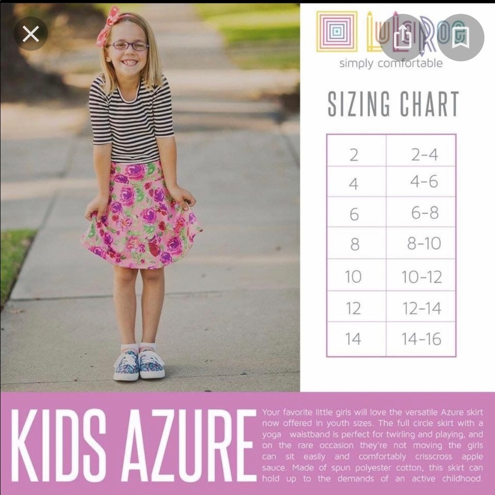 Lularoe azure kids skirt size 8